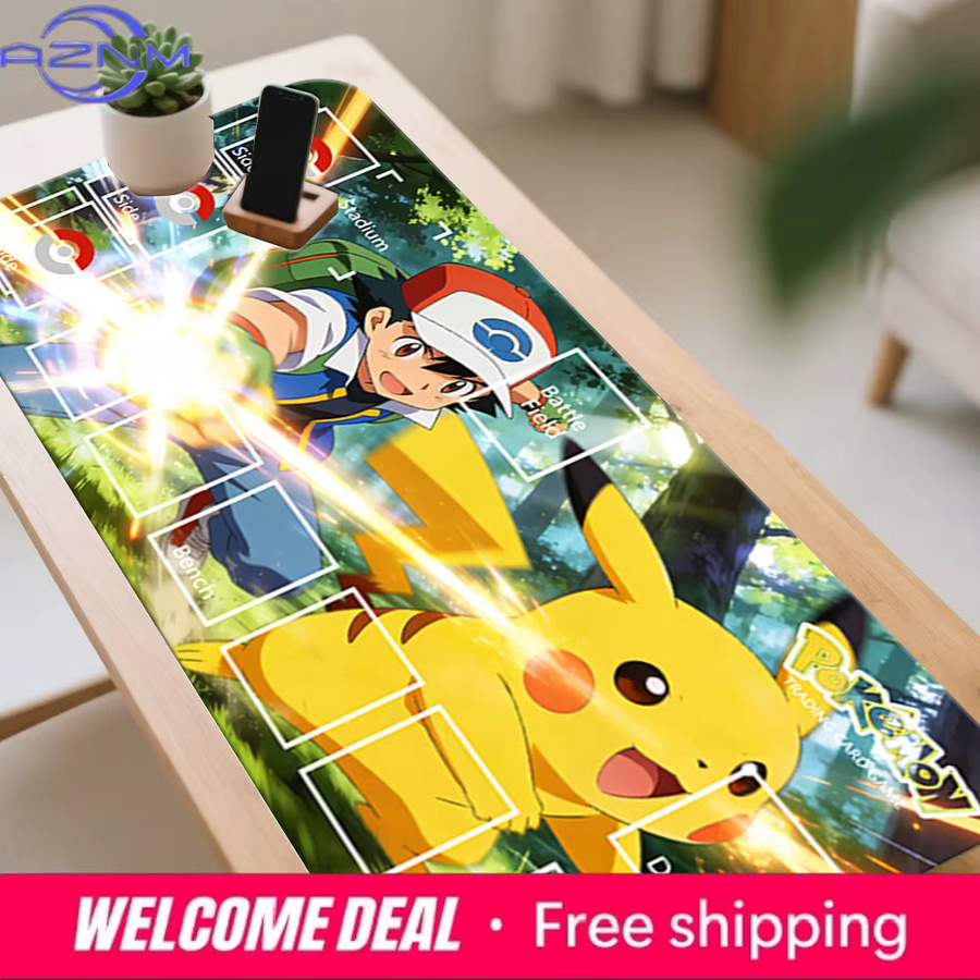 Potdemiel Pokemon Ash & Pikachu Wald-Abenteuer TCG Spielmatte mit Zonen, Rutschfeste Kartenspiel-Matte - Bild 5