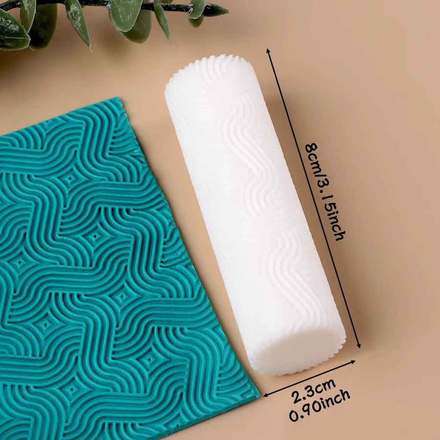 Wellenförmiger Formroller aus Kunststoff in Weiß für Polymerton und Tonkunst zur Texturierung bei DIY-Handwerk und Schmuckherstellung - Bild 2