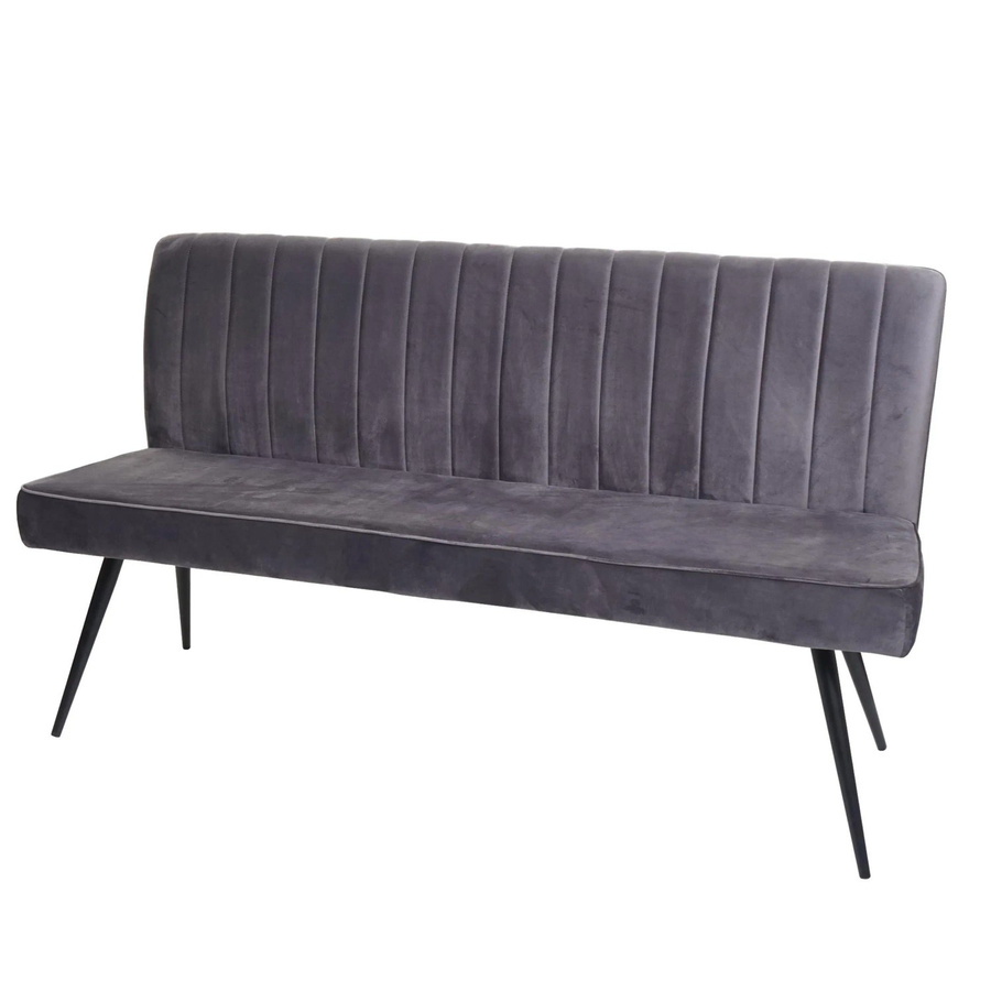 MCW Sitzbank K16 mit Rückenlehne aus Samt und Metall, Dunkelgrau, Breite: 160 cm, Höhe: 90 cm, Tiefe: 60 cm - Bild 2