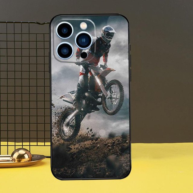 Moto Cross Motorrad Sport Handyhülle für iPhone 11 12 13 14 15 16 Pro Max Plus Mini in Multicolour - Bild 1