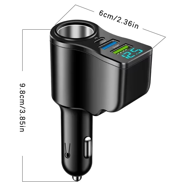 66 W Autoladegerät in Schwarz mit USB-C PD und zwei USB-Anschlüssen inklusive Batteriespannungserkennung - Bild 6