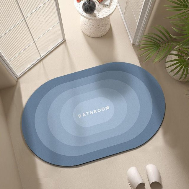 Saugfähige und rutschfeste Badezimmer Fußmatte von Yiran Furniture in Blau mit Naturdesign, B/B: 120 x 80 cm - Bild 1