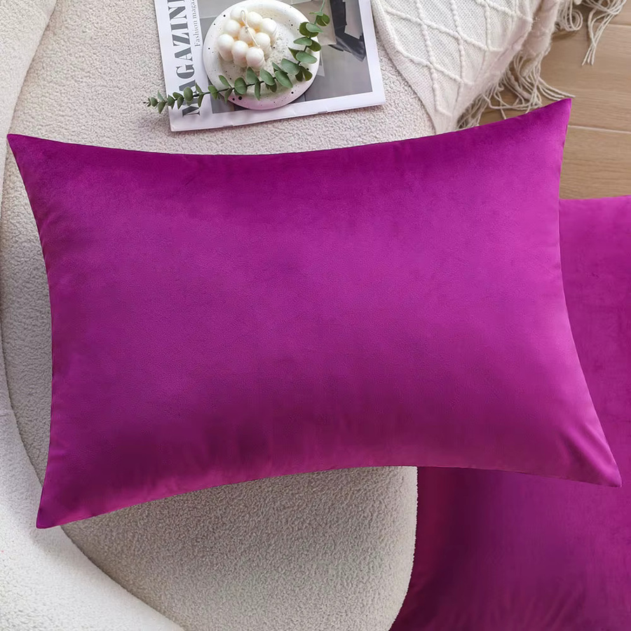 CANIRICA Kissenbezüge aus Samt in Lila, rechteckige dekorative Kissenbezüge für Sofa und Schlafzimmer, B/H: 50 x 70 cm - Bild 2