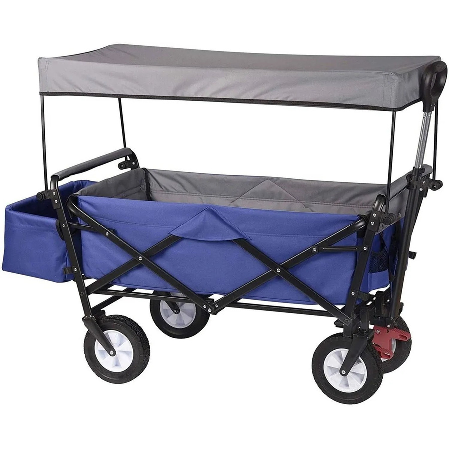 WOLTU Bollerwagen faltbar mit Dach und Bremse in Blau - Bild 2