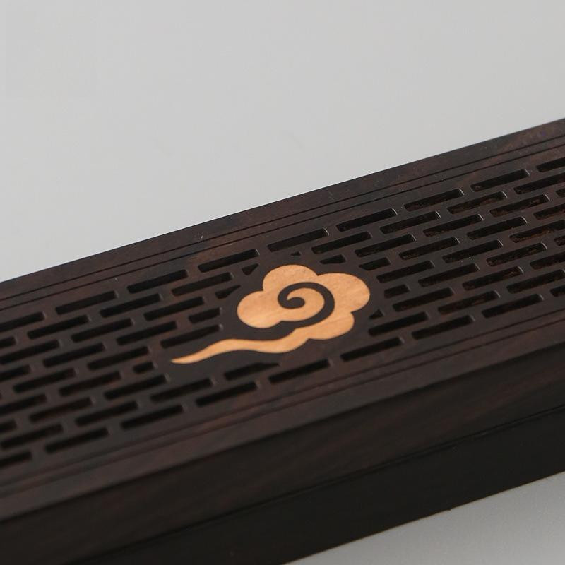 The Red Sun Räucherstäbchenbox aus Holz in Braun mit Sandelholz-Brenner - Bild 3