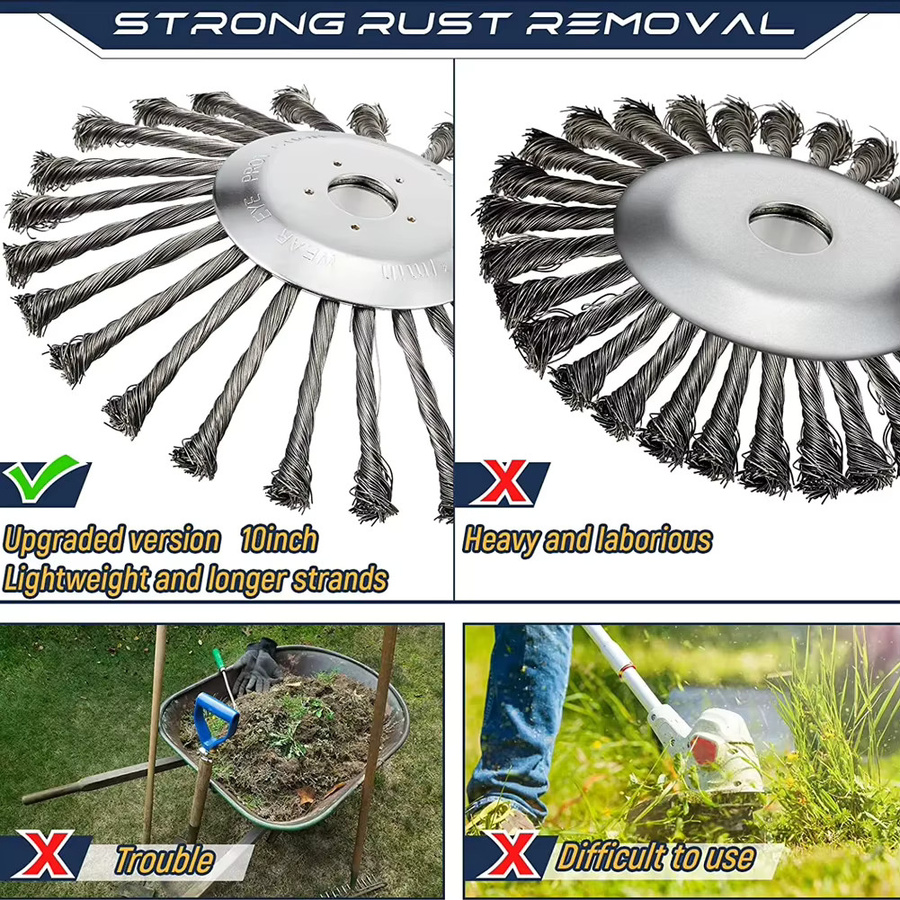 Universal Unkrautbürsten Kopf aus Stahldraht für Rasenmäher und Gras-Trimmer in Silber - Bild 4