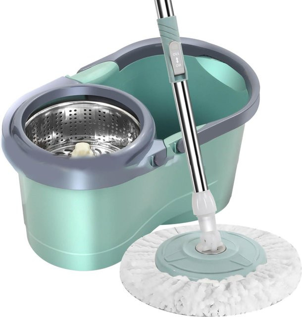 Aimo Rotierendes Mopp-Eimer-Set mit Wringer für Nass- und Trockengebrauch in Grün und Grau - Bild 1