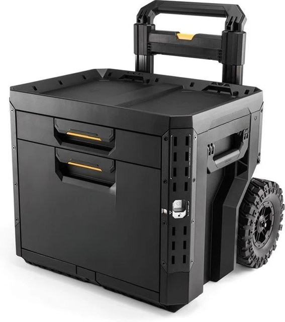 Rollbarer Doppelschubladen-Werkzeugwagen TB-B1-D in Schwarz mit selbstverriegelnden Schubladen, stapelbare einlagige extragroße Rollwerkzeugbox - Bild 1