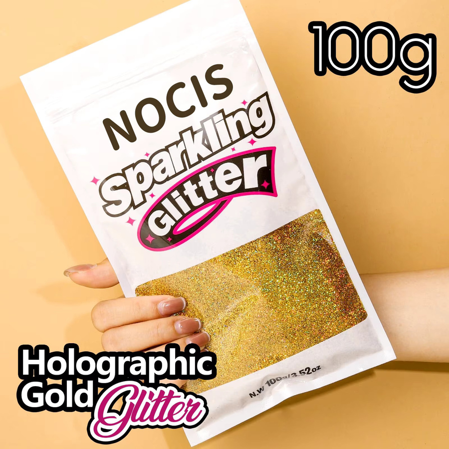 NOCIS Glitzer, goldener holografischer Glitzer, 100 g - Bild 2