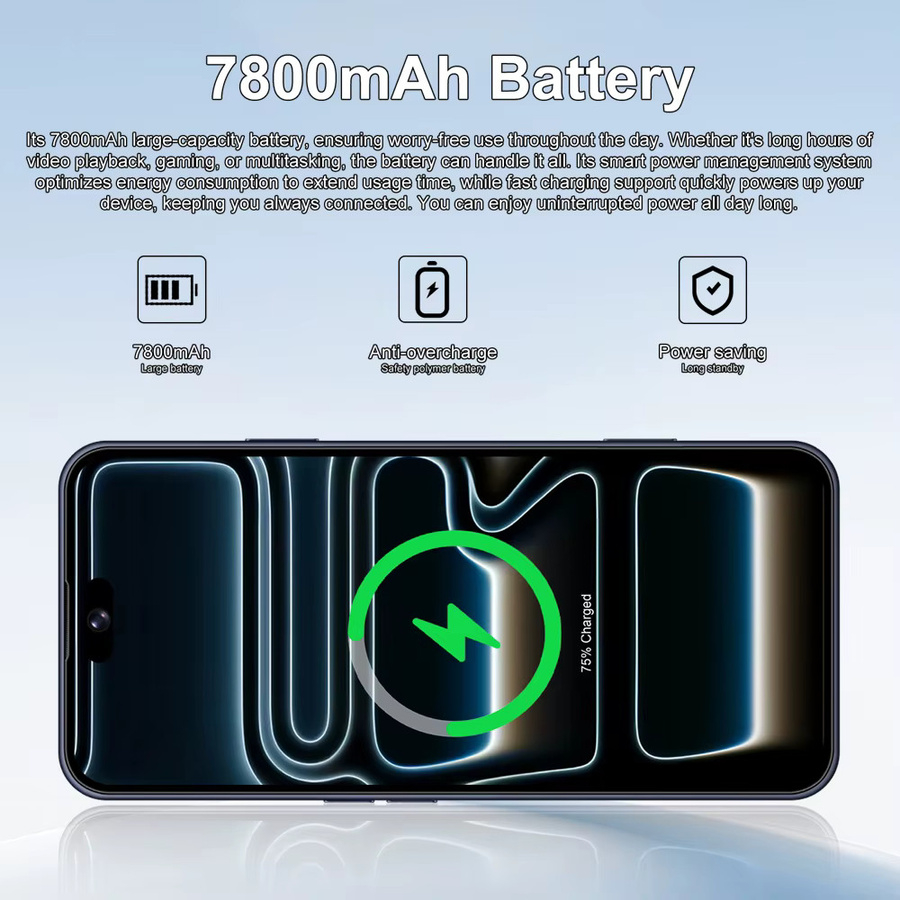 K-Touch iFone 18 Pro Maxi Android Smartphone 5G mit 7,3 Zoll HD Display, 22GB RAM, 2TB Speicher, Face ID und Dual-SIM in Weiß - Bild 5