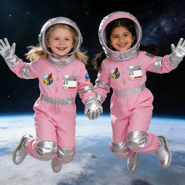 Supertaro Chen Weltraum-Themen-Verkleidung, Mädchen, Rosa / Pink, Kinderoverall - Bild 1