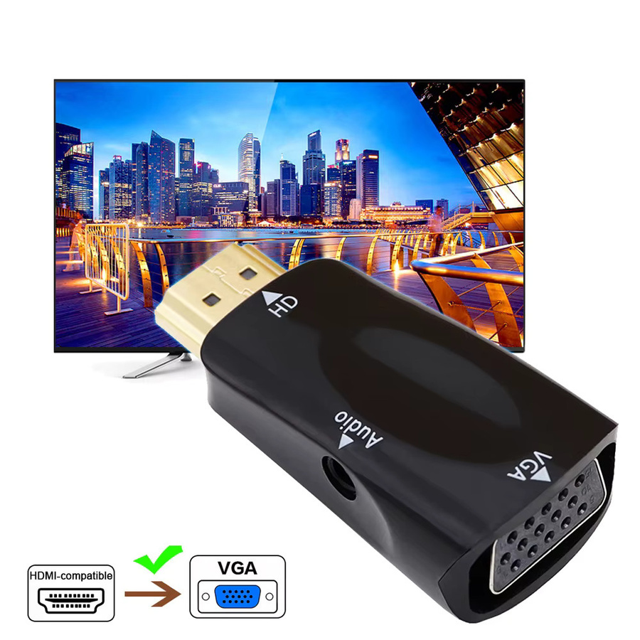 Mrgabwte HDMI zu VGA Kabelkonverter in Schwarz mit 3,5-mm-Klinkenstecker für Audio und HD 1080P - Bild 4