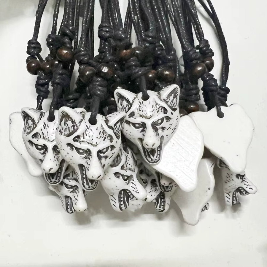 Weyena Halskette, Wolf Anhänger, Weiß, Unisex - Bild 4