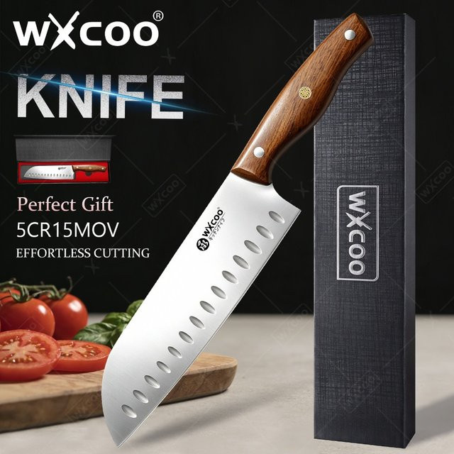 WXCOO Santoku-Messer Japanisches Küchenmesser aus Holz für Fleisch, Gemüse und Fisch - Bild 1