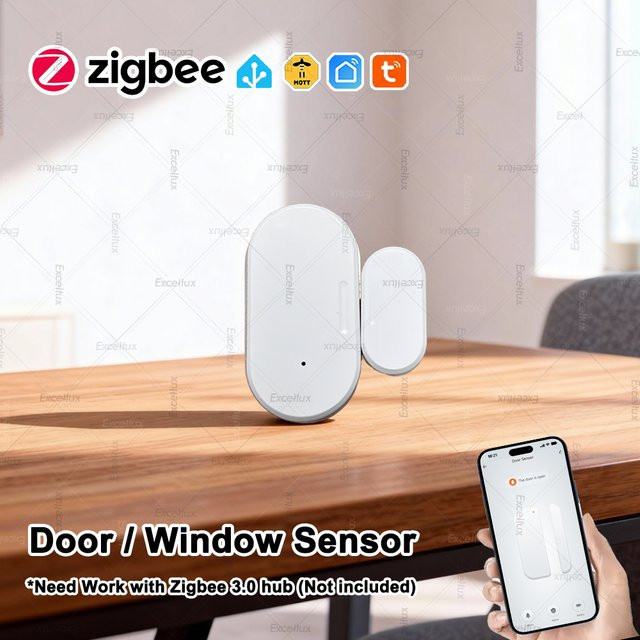 Tuya Zigbee Türsensor und Fensterkontaktsensor in Weiß für Smart Home Automatisierung mit App-Fernüberwachung und Unterstützung für Home Assistant und Z2M - Bild 1