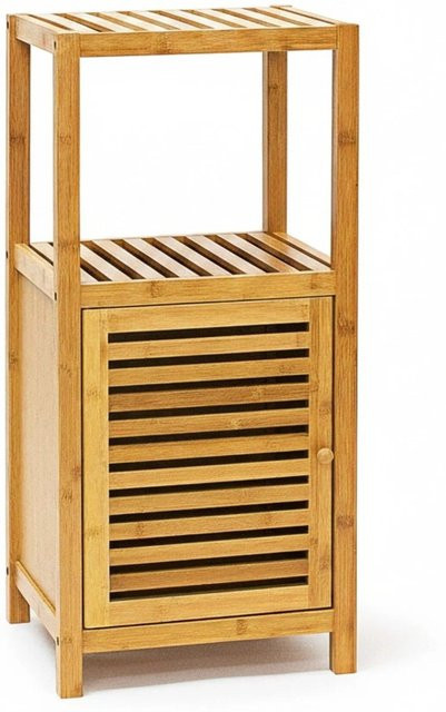 Relaxdays Badregal aus Bambus mit Tür und 3 Böden in Braun, B/T/H: 80 x 36,5 x 33 cm - Bild 1