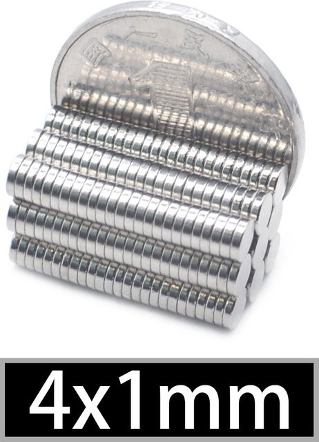 Runde Kühlschrankmagnete aus Metall in Silber, Durchmesser: 4 mm, Höhe: 1 mm - Bild 1