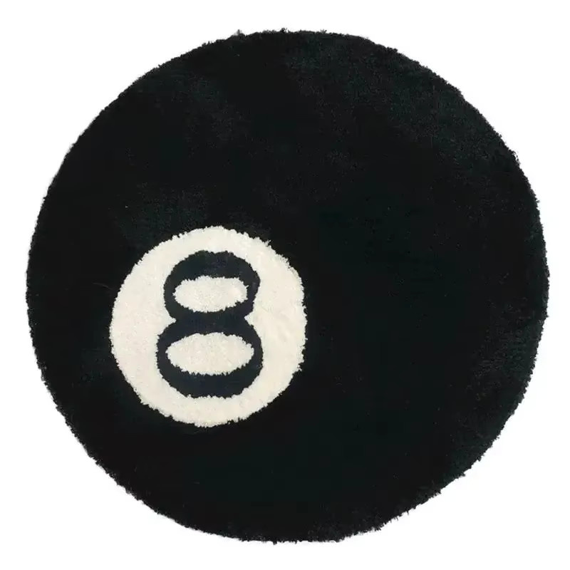 Runder 8-Ball-Teppich aus schwarzem Plüsch von Hoom-Dekor, weich und rutschfest - Bild 5