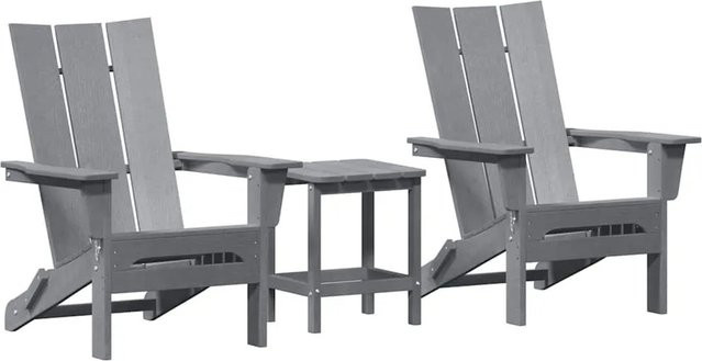 Set aus 3 vidaXL Gartenstühlen aus Polyethylen in Hellgrau, B/T/H: 80,5 x 74,5 x 92 cm - Bild 1