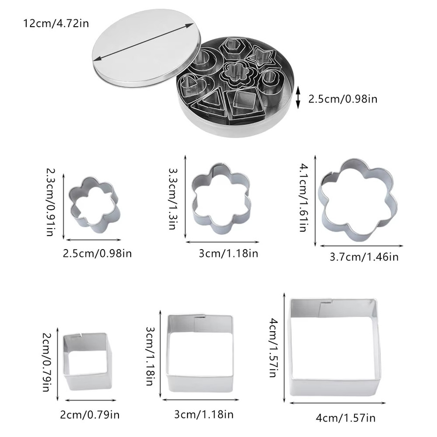 Willstar 24er Set Edelstahl Ausstechformen für Kekse und Desserts in Silber mit verschiedenen Formen wie Herz, Stern und Blume - Bild 2
