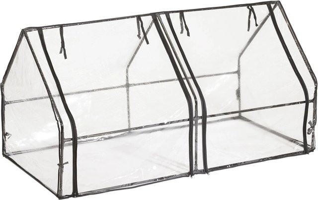 Relaxdays Folienfrühbeet aus PVC und Eisen in Transparent und Schwarz mit 2 Türen, H x B x T: 92 x 180 x 92 cm - Bild 1