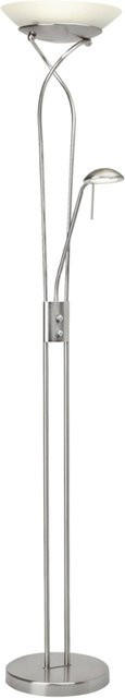 Brilliant LED-Deckenfluter Ollie in Silber und Weiß mit Leselampe aus Metall und Glas, Höhe: 180 cm - Bild 1