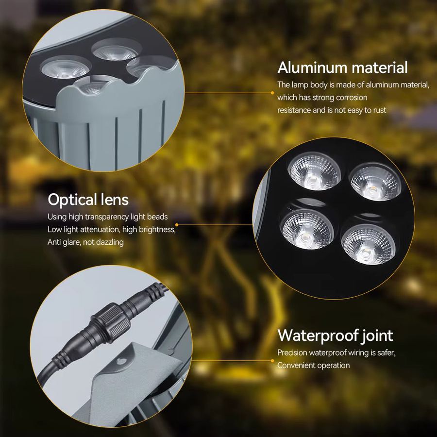 Burhui Outdoor LED Baum Umarmung Lichter IP65 Wasserdicht Nacht Projektion Spot Licht für Garten und Park in Schwarz oder Weiß - Bild 2