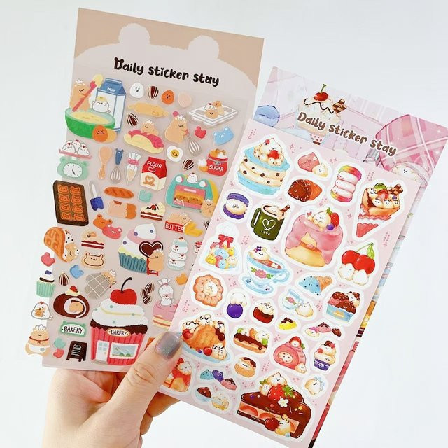 BONITO Koreanischer Stil DIY Scrapbooking Aufkleber mit Kuchen und Dessert Motiven, buntes Briefpapier und Bastelzubehör für dein Junk Journal - Bild 1