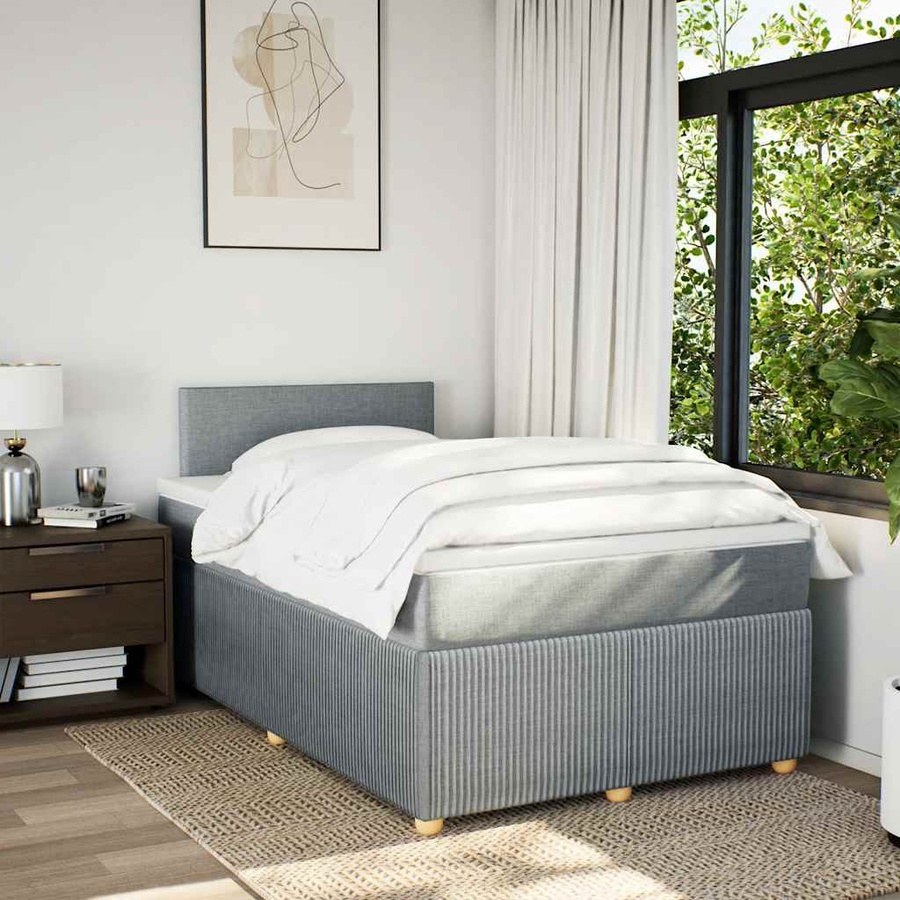 vidaXL Boxspringbett mit Matratze Hybrid-Design in Grau und Weiß, B/T: 120 x 200 cm - Bild 2
