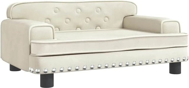 vidaXL Hundebett Sofa aus Samt in Creme, B/T/H: 70 x 45 x 30 cm - Bild 1