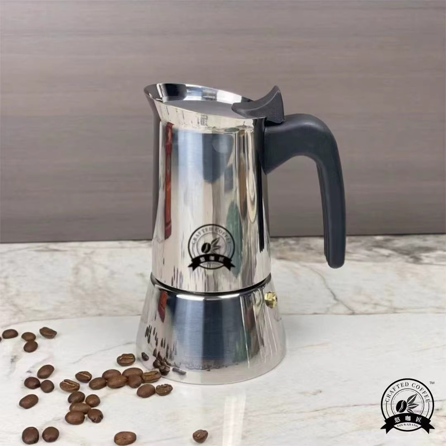 Crafted Coffee Moka-Topf aus Edelstahl in Silber, geeignet für Induktion und Gas - Bild 2