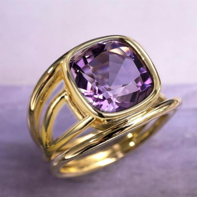 Huitan Damenring, Gold, Zirkonia, lila - Bild 1