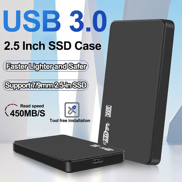 Kebidu 2,5 Zoll SATA zu USB 3.0 Typ-C 3.1 HDD und SSD Gehäuse für externen Speicher in Schwarz oder Weiß - Bild 1