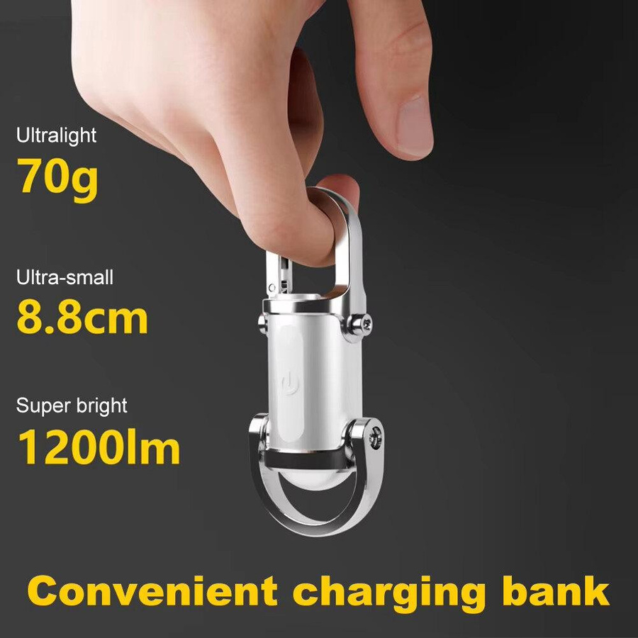 YJMP Super Lighting COB LED Mini Schlüsselanhänger Taschenlampe, USB wiederaufladbar, Schwarz - Bild 11