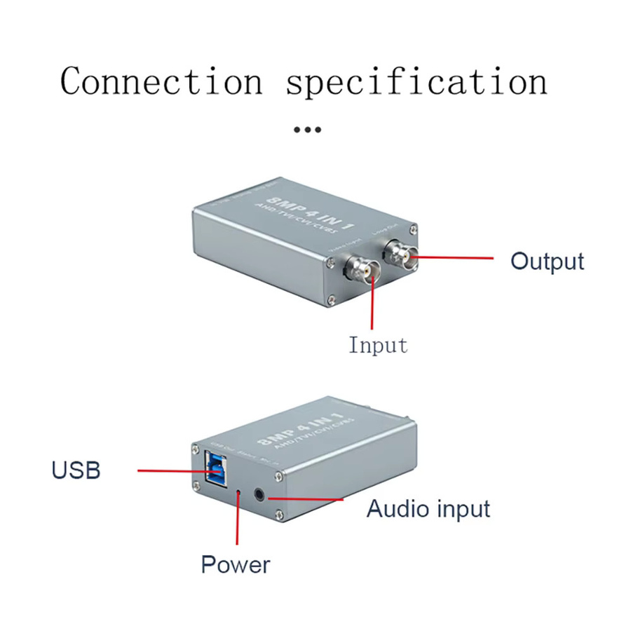 BOAVISION 8MP 4-in-1 Videoaufnahmekarte in Silber zur Konvertierung von AHD/TVI/CVI/CVBS-Videosignalen in ein USB-Signal mit Plug and Play Funktion - Bild 2