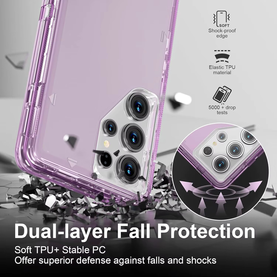 Defender Heavy Duty Panzer-Schutzhülle für Samsung S26 Ultra, S25 FE, S24 und S23 Plus, transparent und grau, sturzsichere robuste Abdeckung - Bild 4