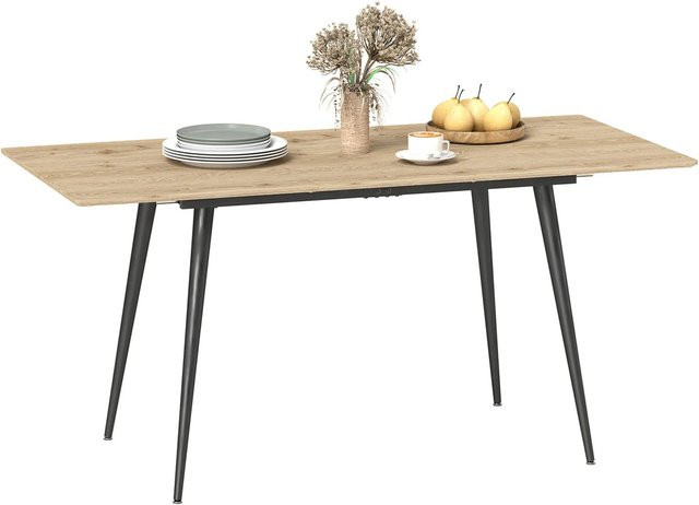 HOMCOM Esstisch aus MDF und Stahl in Braun, ausziehbar für 6-8 Personen, B/T/H: 160 x 75 x 77 cm - Bild 1