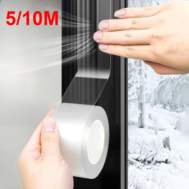 TFAAI Selbstklebendes Nano-Dichtungsband für Fenster und Türen, transparent, winddicht und wasserdicht, 5m oder 10m Länge - Bild 1