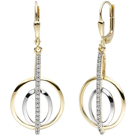 Colfem Ohrhänger 375 Gelbgold bicolor, 38 Zirkonia - Bild 1