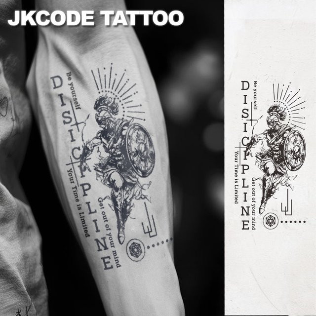 JKCODE TATTOO Wasserfeste semipermanente Tattoos, römischer Krieger, Herren - Bild 1