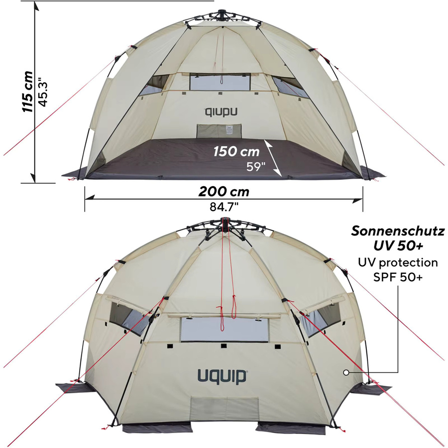 UQUIP Speedy Strandzelt in Beige, Breite: 200 cm, Tiefe: 115 cm - Bild 2