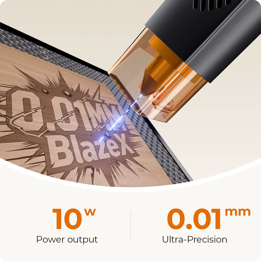 BlazeX M3 10W Lasergraviermaschine mit WLAN in Orange, hochpräzises DIY-Gravierwerkzeug-Set für Anfänger mit Notstopp-Sicherheitsdesign - Bild 4