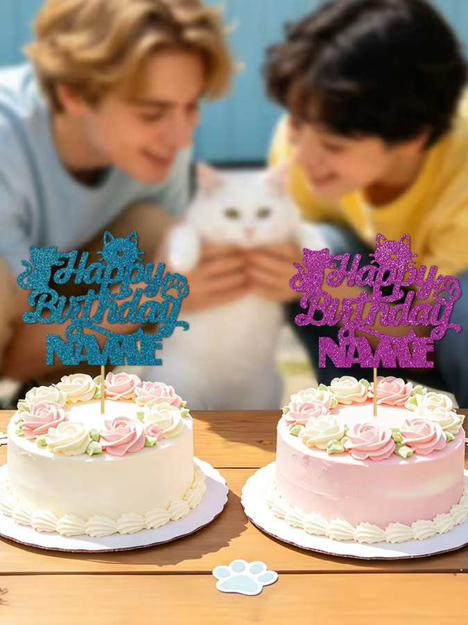 WEIGAO Glitzernder Happy Birthday Kuchenaufsatz aus Kunststoff als Tortendekoration für Erwachsene - Bild 5