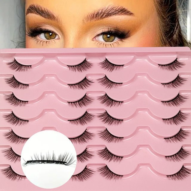 LIMEIKAI Falsche Wimpern, 14 Paar, Katzenaugen-Look, Unisex - Bild 1