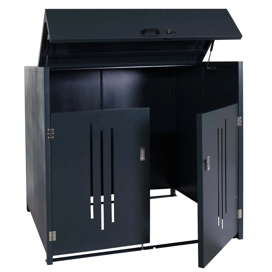 PROREGAL Mülltonnenbox aus verzinktem Stahl in Anthrazit, B/T/H: 154 x 160 x 136 cm - Bild 2
