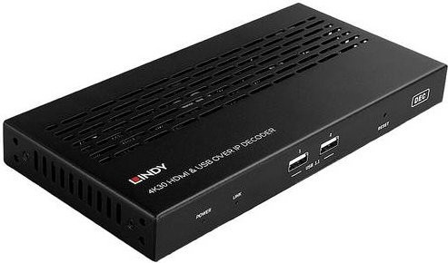 Lindy 4K30 HDMI & USB over IP Extender Decoder in Schwarz - Bild 1