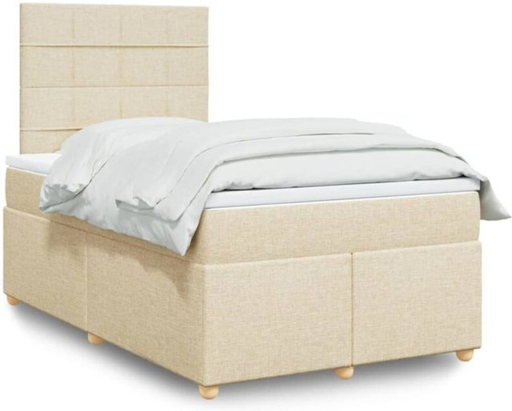 vidaxl Boxspringbett mit Matratze aus Stoff in Creme, B/T/H: 120 x 190 x 150,5 cm - Bild 1