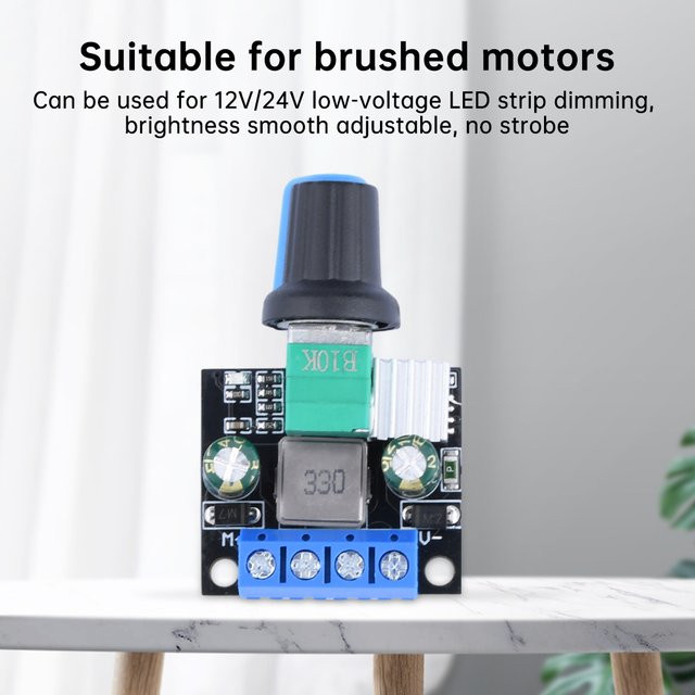 Aideepen PWM Motor Drehzahlregler und LED Dimmer mit B10K Potentiometerknopf für DC12V 24V Bürstenmotoren und LED-Lichtleisten - Bild 1