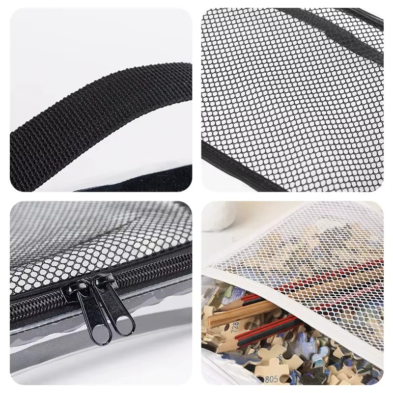 Transparente PVC Mesh Aufbewahrungstasche mit Reißverschluss und Griffen, Wasserdichte Organizer-Tasche für Make-up und Spielzeug, Breite: 45,17 cm, Höhe: 31,85 cm, Tiefe: 17,78 cm - Bild 2