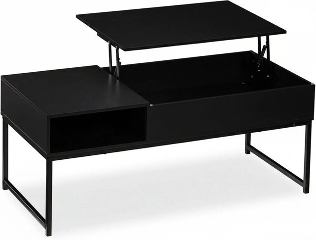 Relaxdays Couchtisch modern in Schwarz mit höhenverstellbarer Aufklappfunktion, B/T/H: 110 x 45 x 50 cm - Bild 1